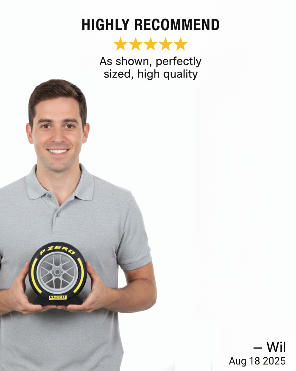 Miniature Formula 1 Pirelli P ZERO yellow tire wheel replica display for F1 fans