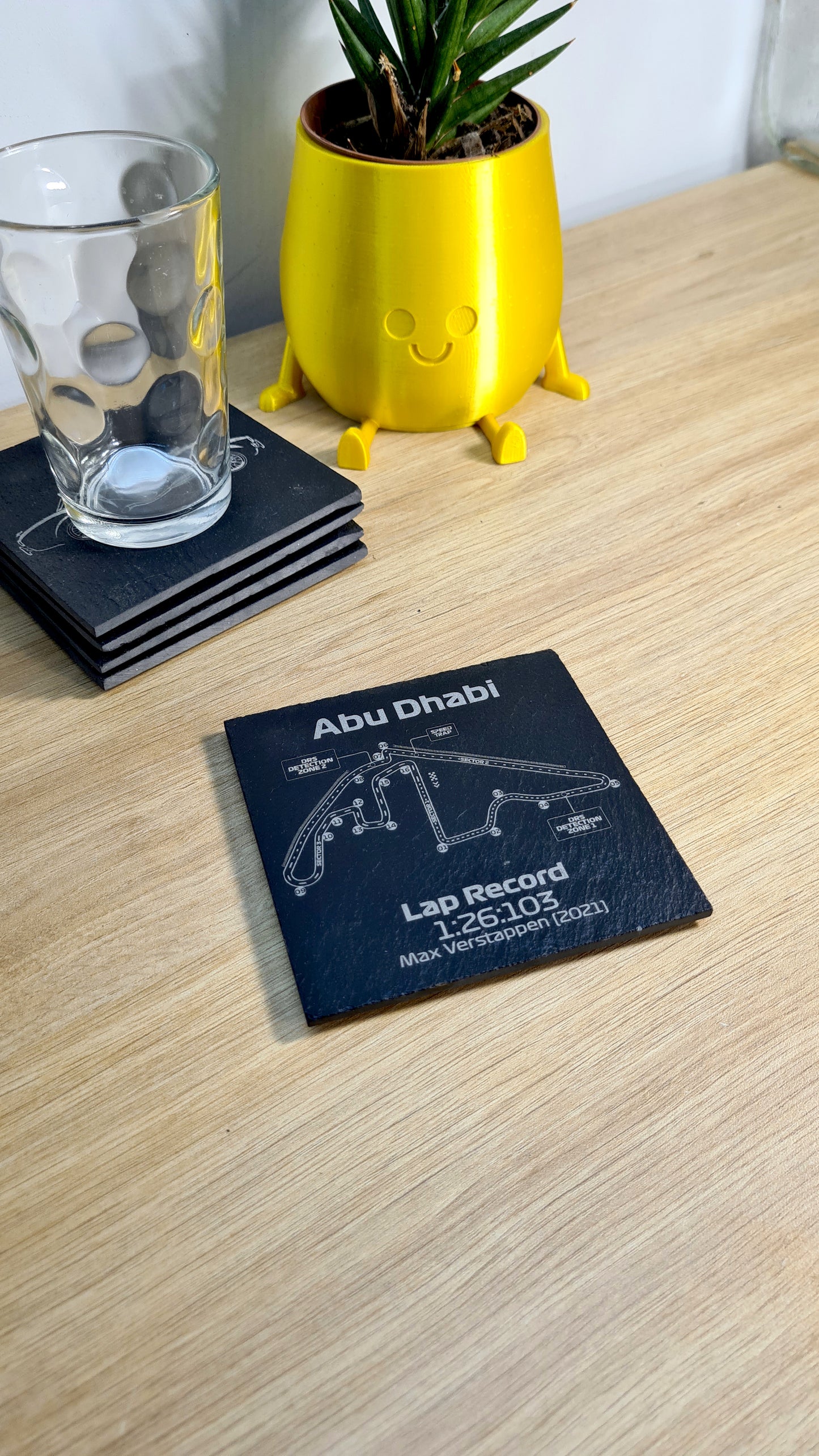 Abu Dhabi Formula 1 track glass coasters - 10x10cm