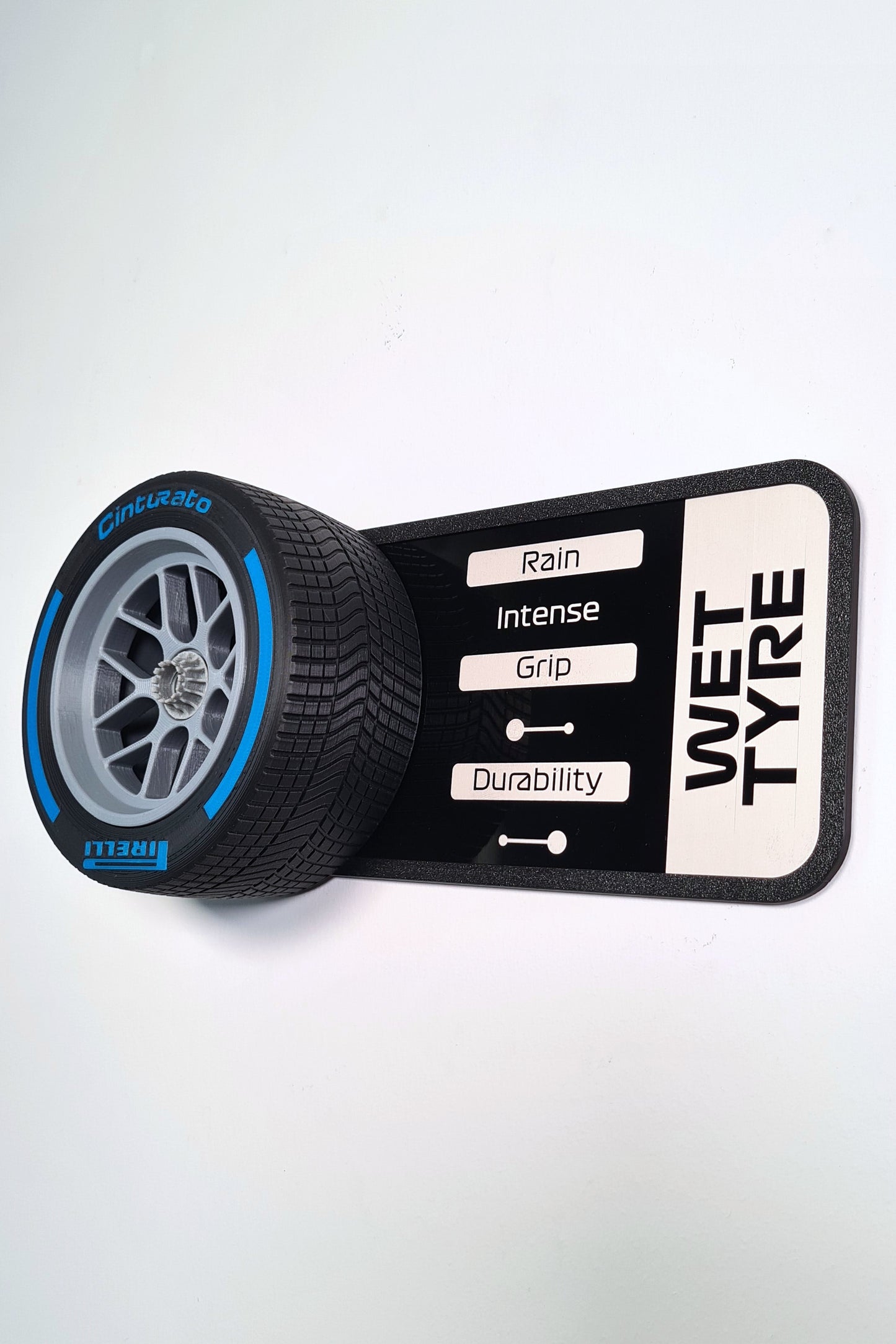 F1 Tyre and Rim Replica WITH specs panel - Wet
