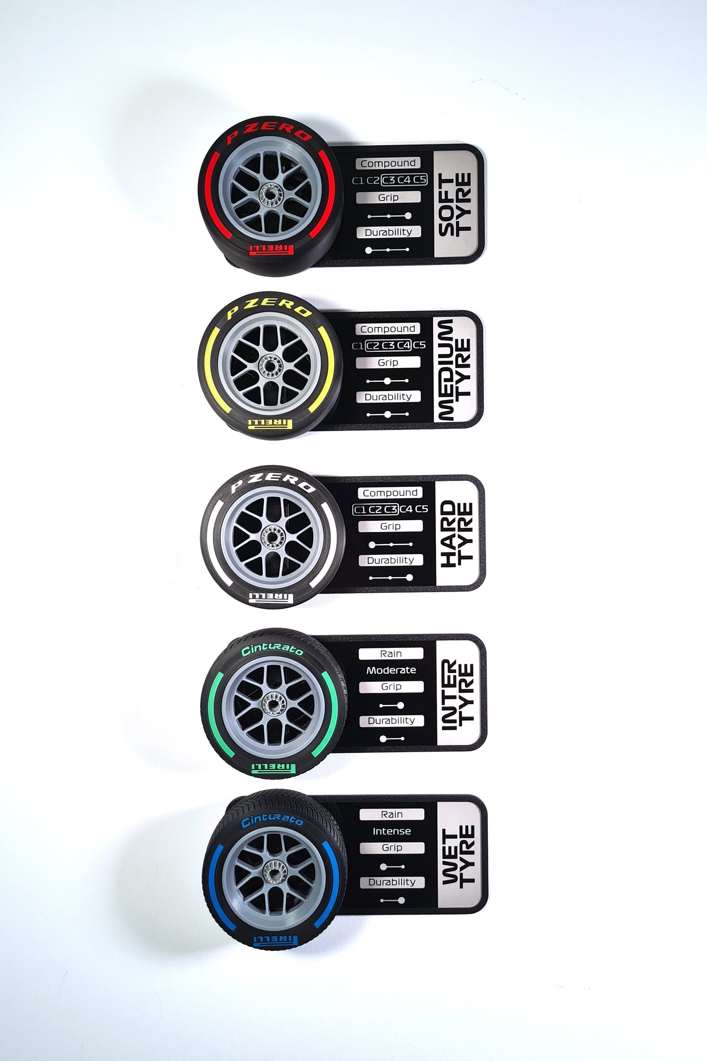 F1 Tyre and Rim Replica WITH specs panel - Wet