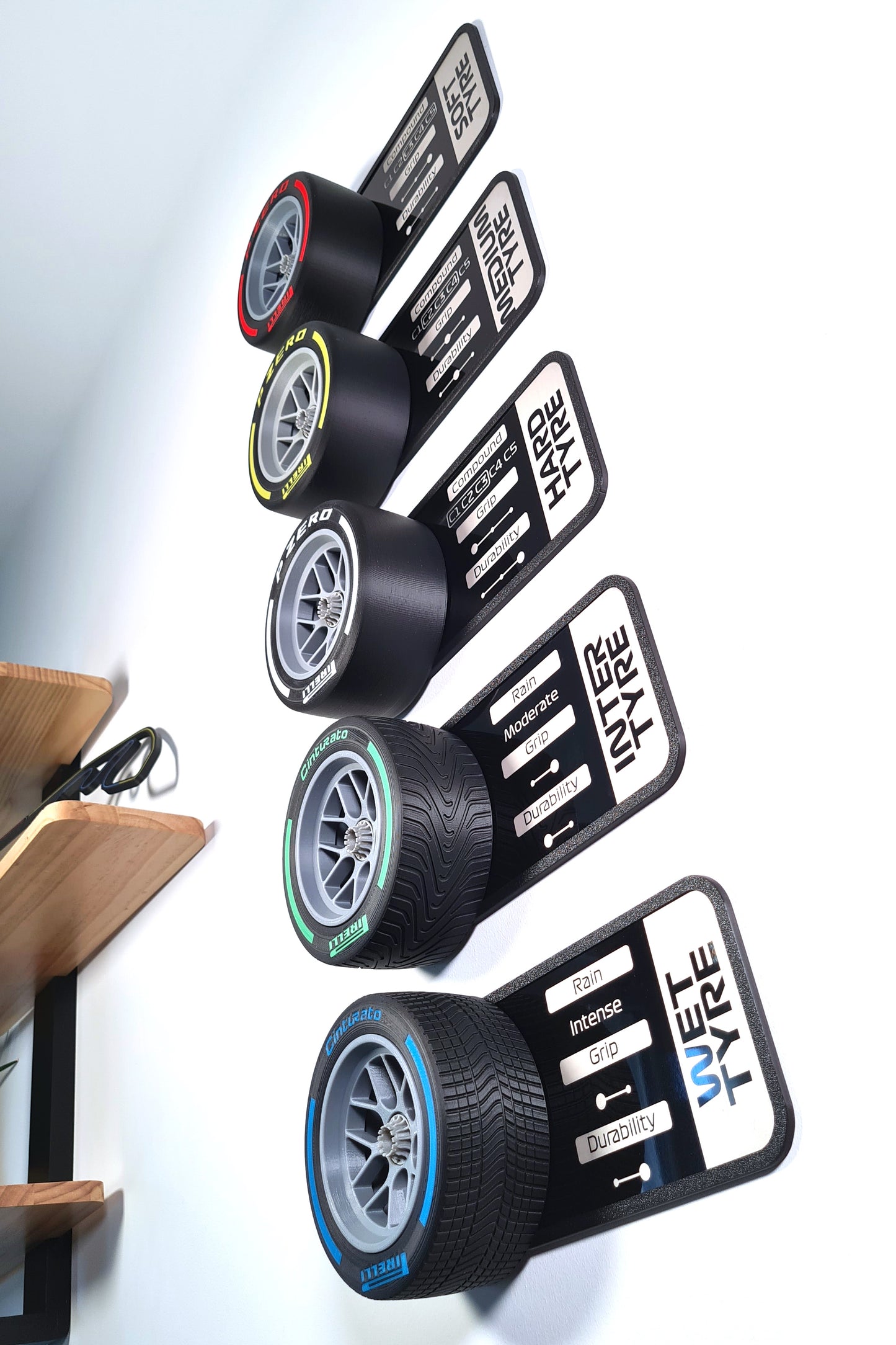 F1 Tyre and Rim Replica WITH specs panel - Wet