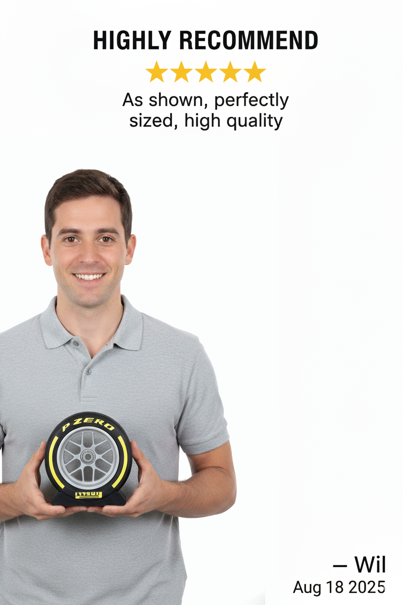 Miniature yellow Pirelli P Zero F1 tire replica display model, great F1 fan gift