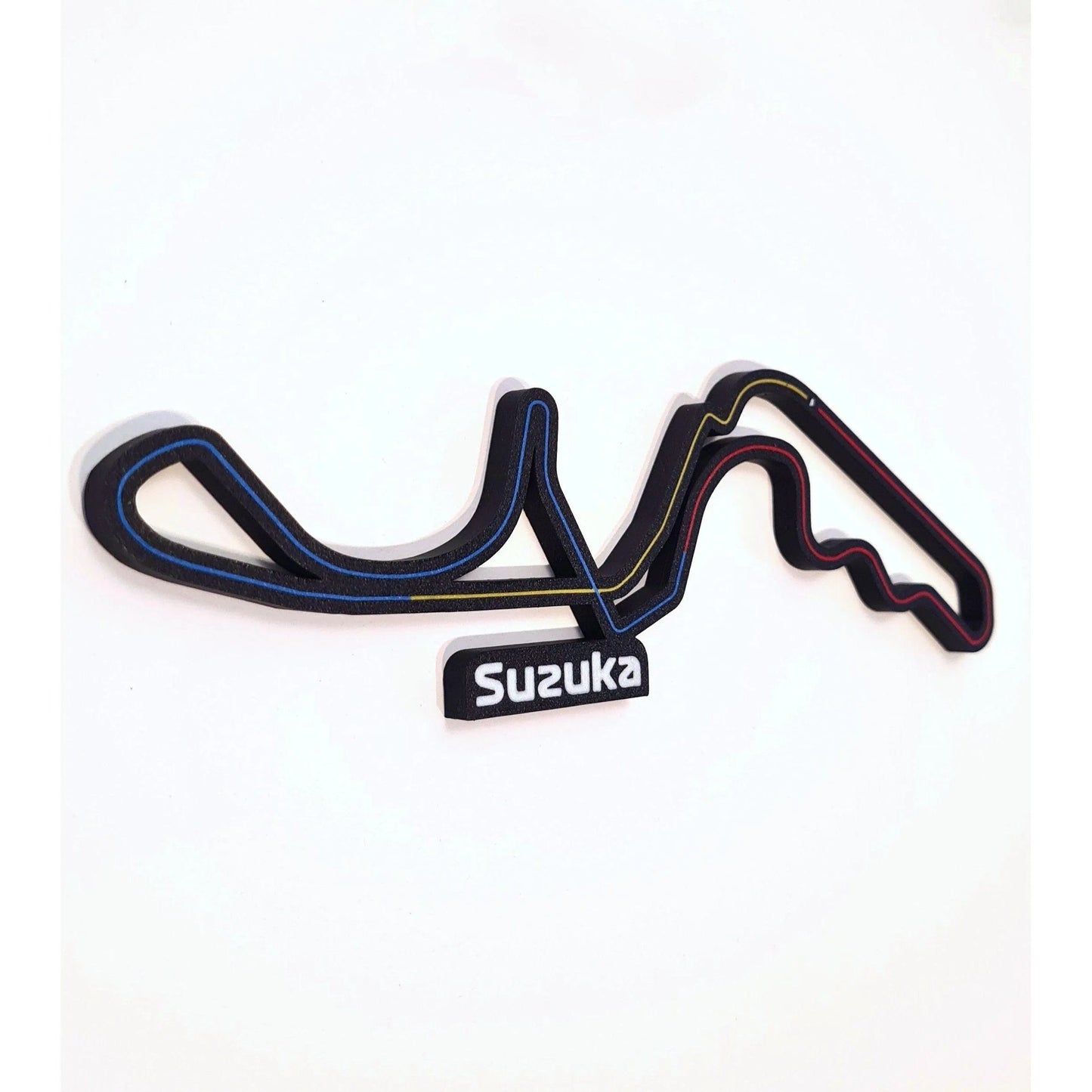 Suzuka Formula 1 Circuit 3D track wall art, black with colored lines, F1 fan gift
