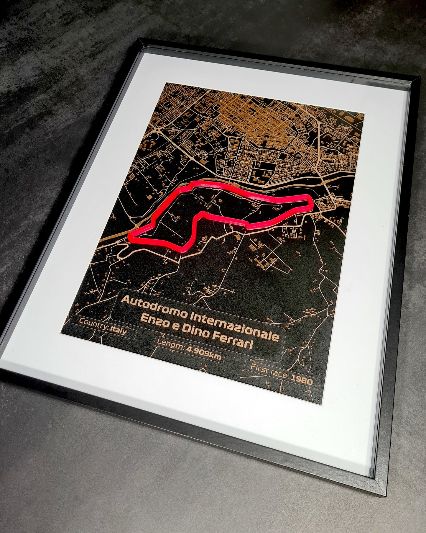 Alt text: A screenshot of various customer reviews for a product on the "myloveforcars.etsy.com" website, showcasing positive testimonials about an Imola Grand Prix track framed item, ideal for Formula 1 enthusiasts.