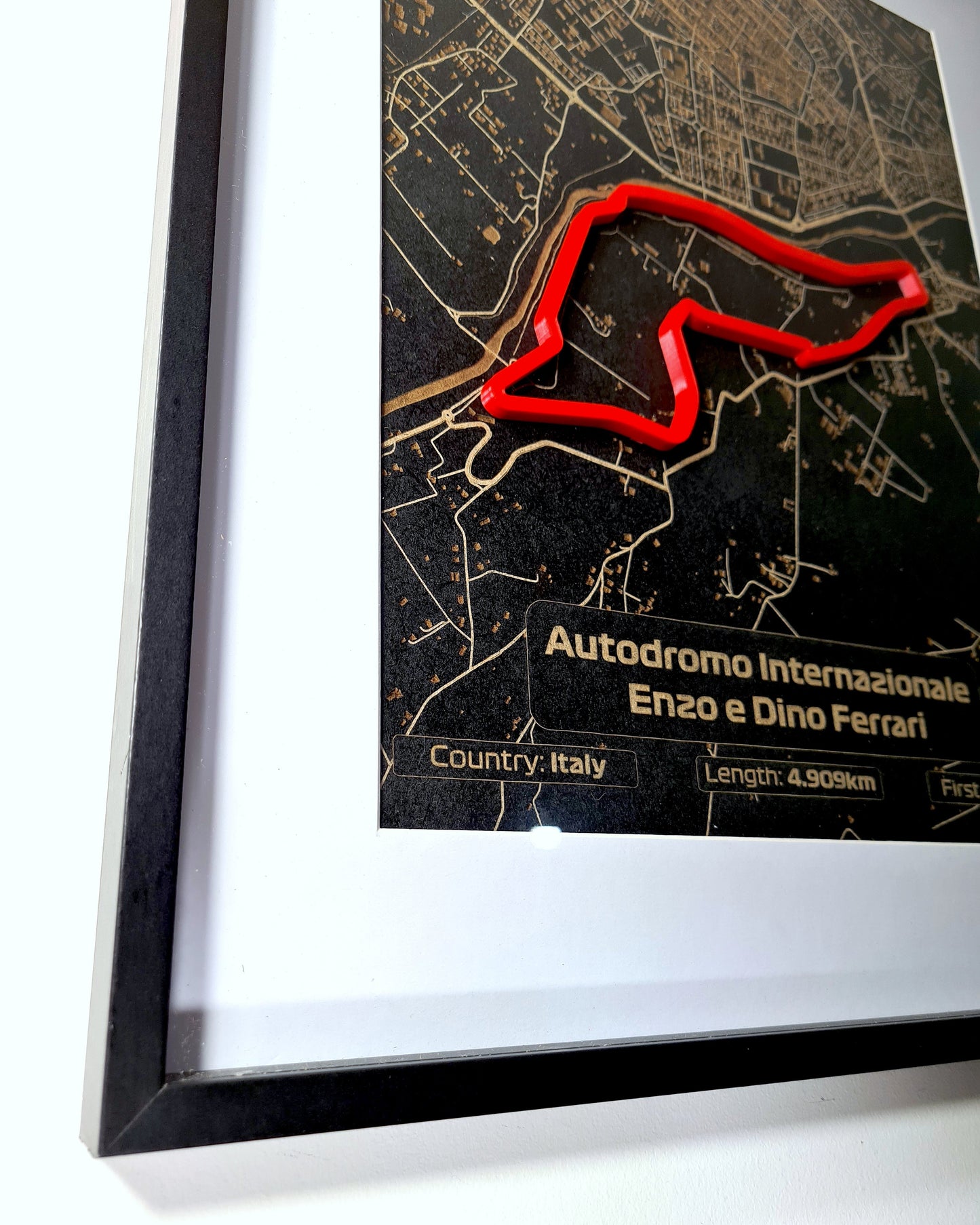Imola Autodromo Enzo e Dino Ferrari F1 circuit 3D track map wall art, perfect F1 fan gift.