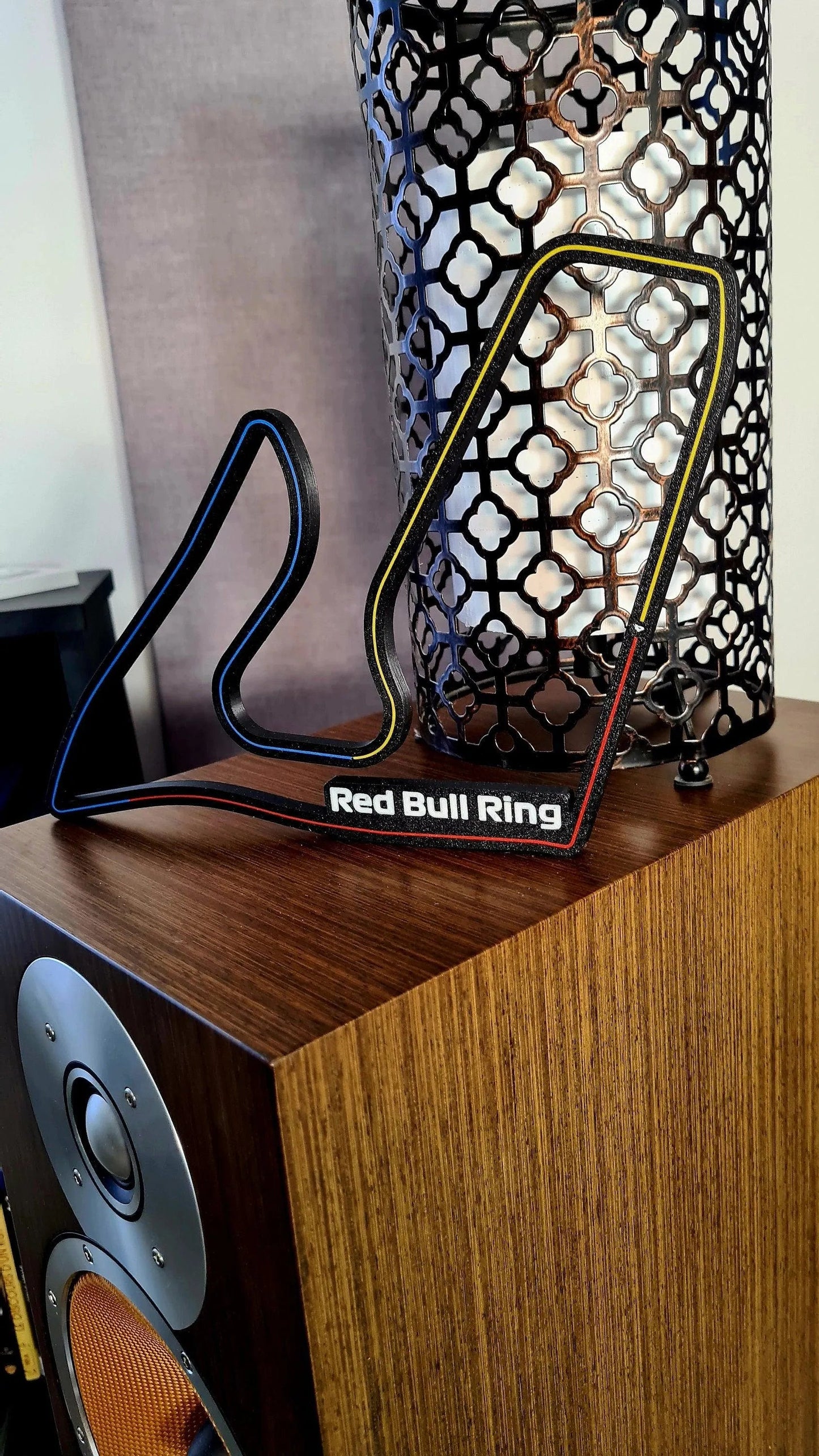 Red Bull Ring 3D F1 circuit track model with blue, yellow, red lines, F1 fan gift.