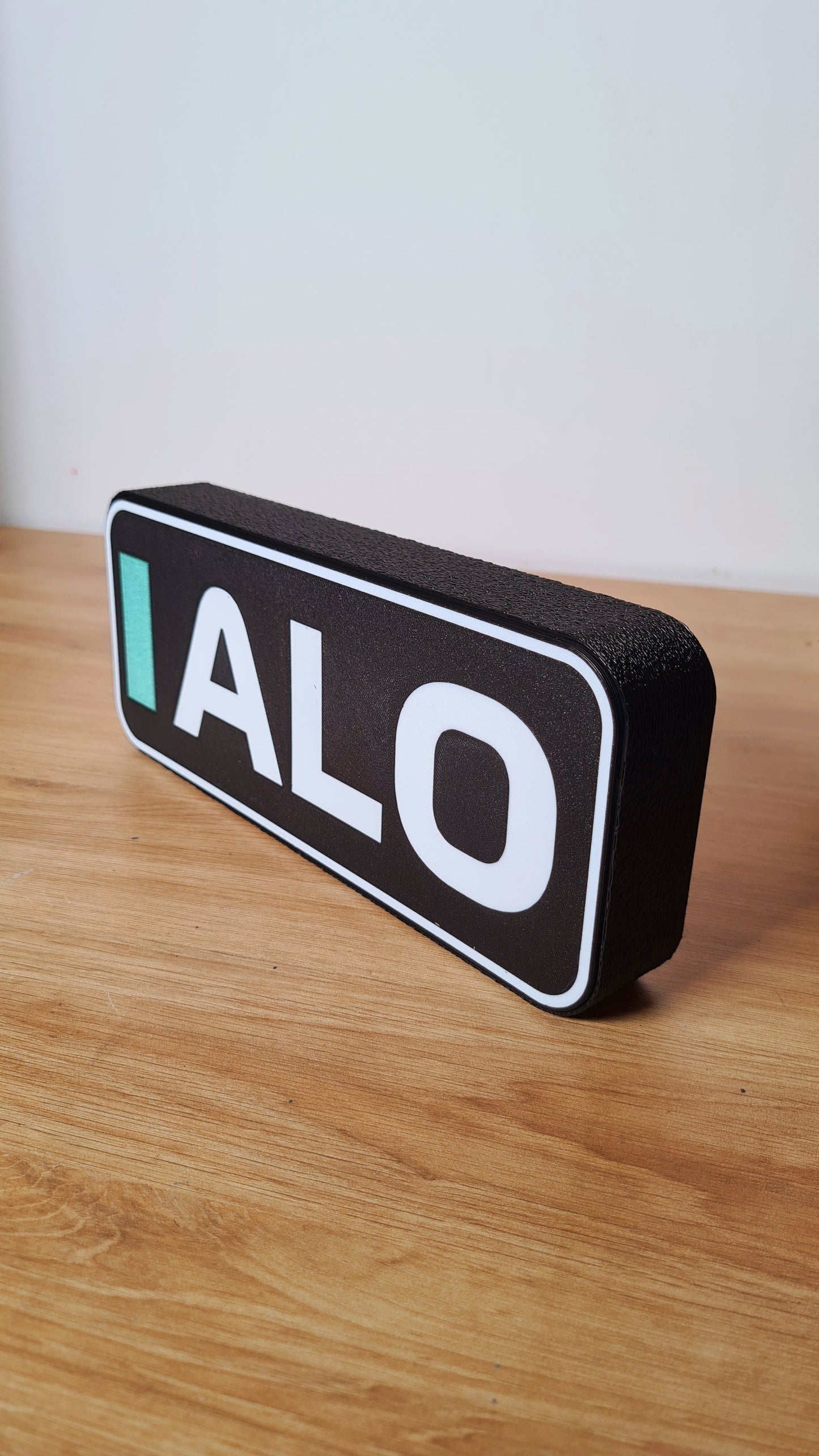 Boîte lumineuse LED personnalisée Aston Martin Fernando Alonso F1 avec noms F1 à 3 lettres
