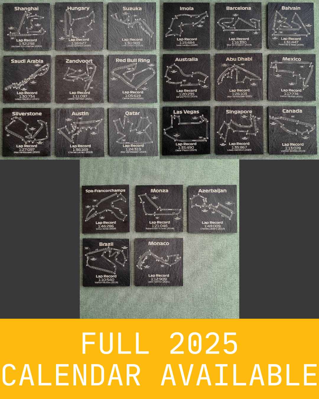 Formula 1 tracks glass coasters - 10x10cm
