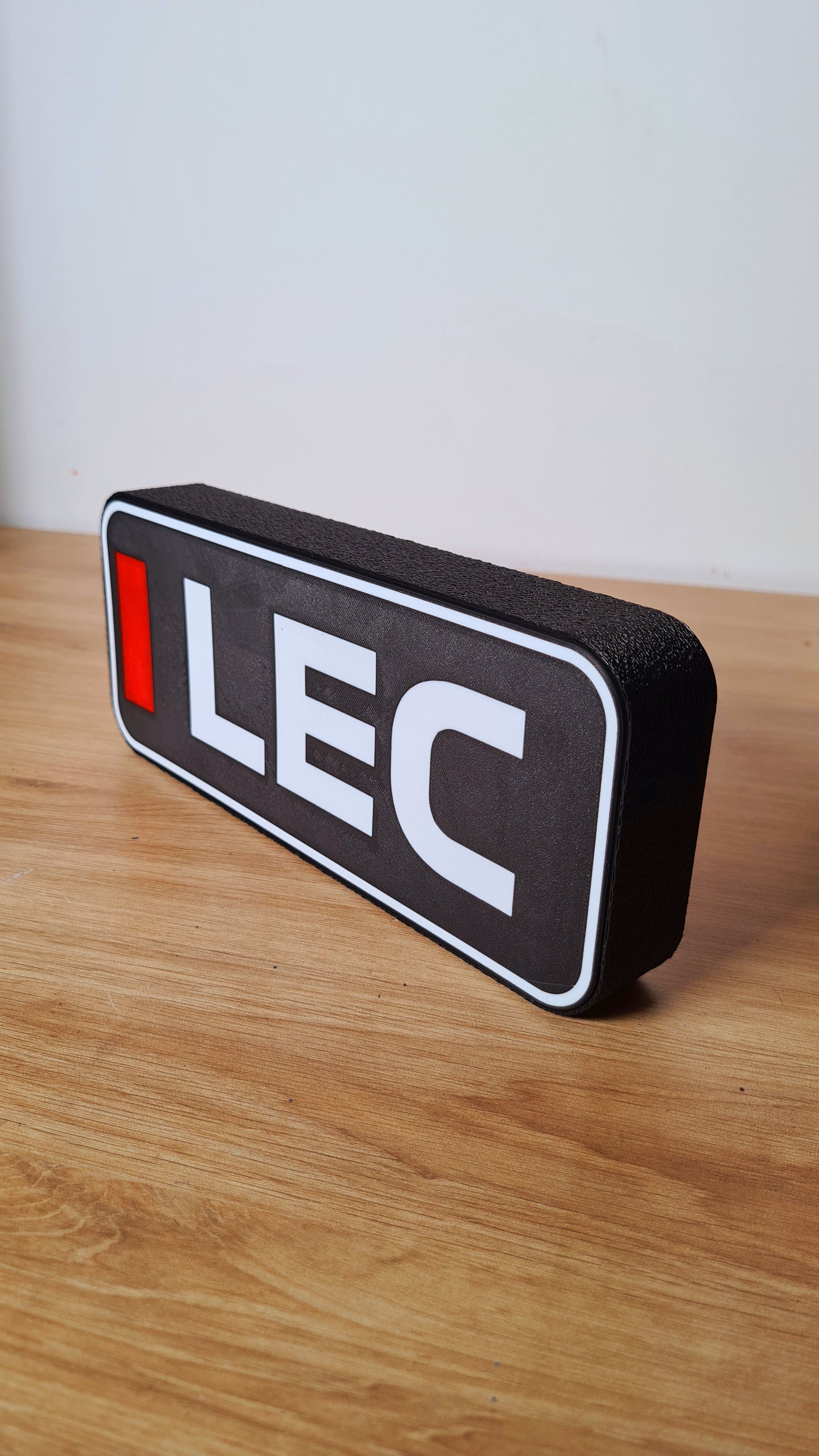 Boîte lumineuse LED Ferrari Charles Leclerc F1 personnalisée avec noms F1 à 3 lettres