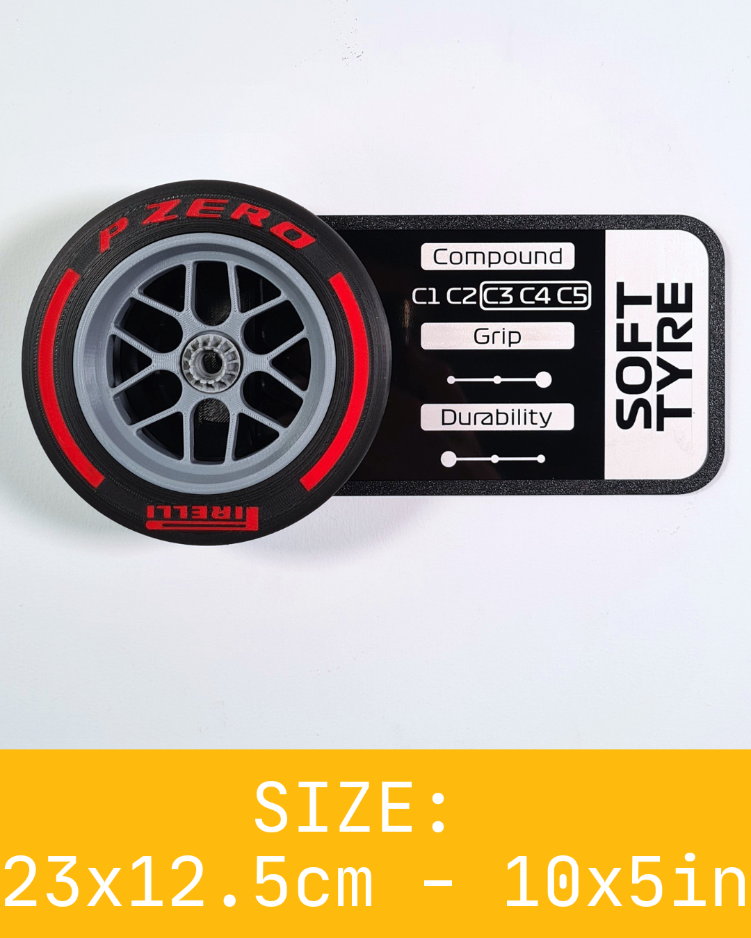 F1 Tyre and Rim Replica WITH specs panel - Wet