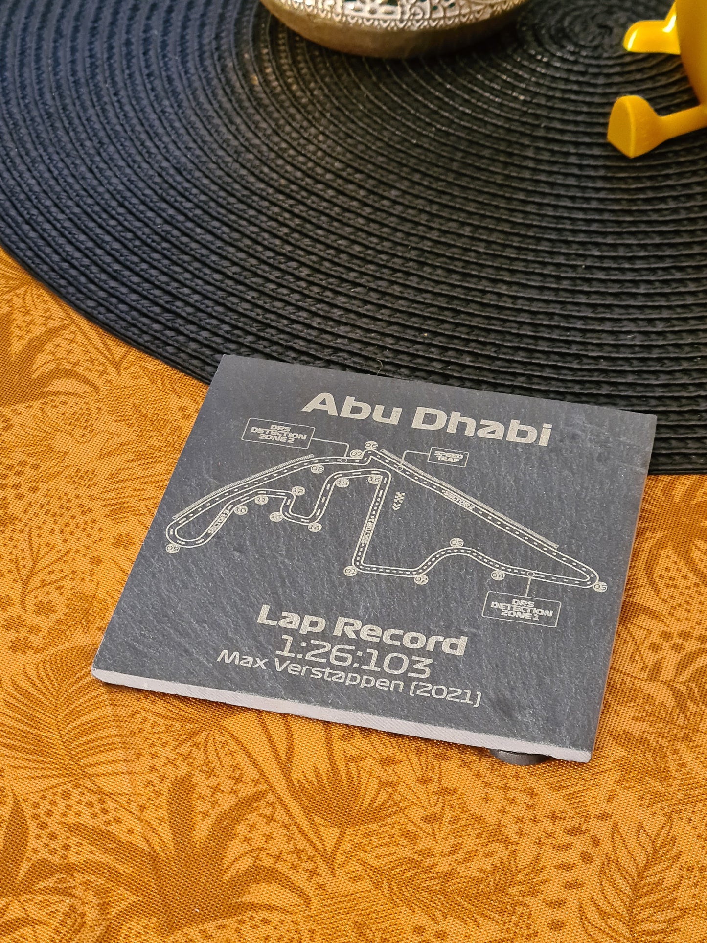 Abu Dhabi Formula 1 track glass coasters - 10x10cm