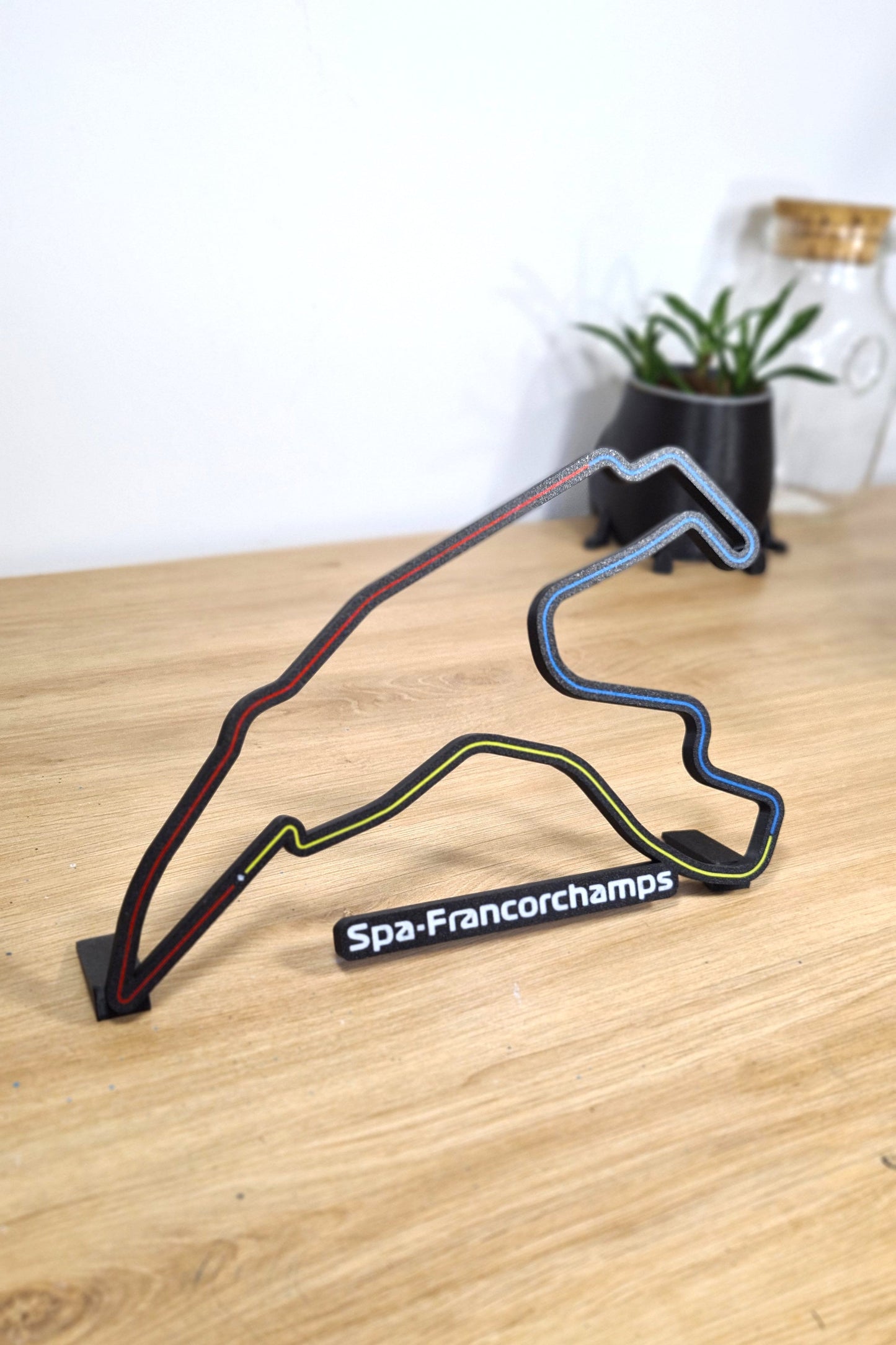 Spa-Francorchamps Formula 1 circuit 3D printed track model with colorful lines, F1 fan gift.