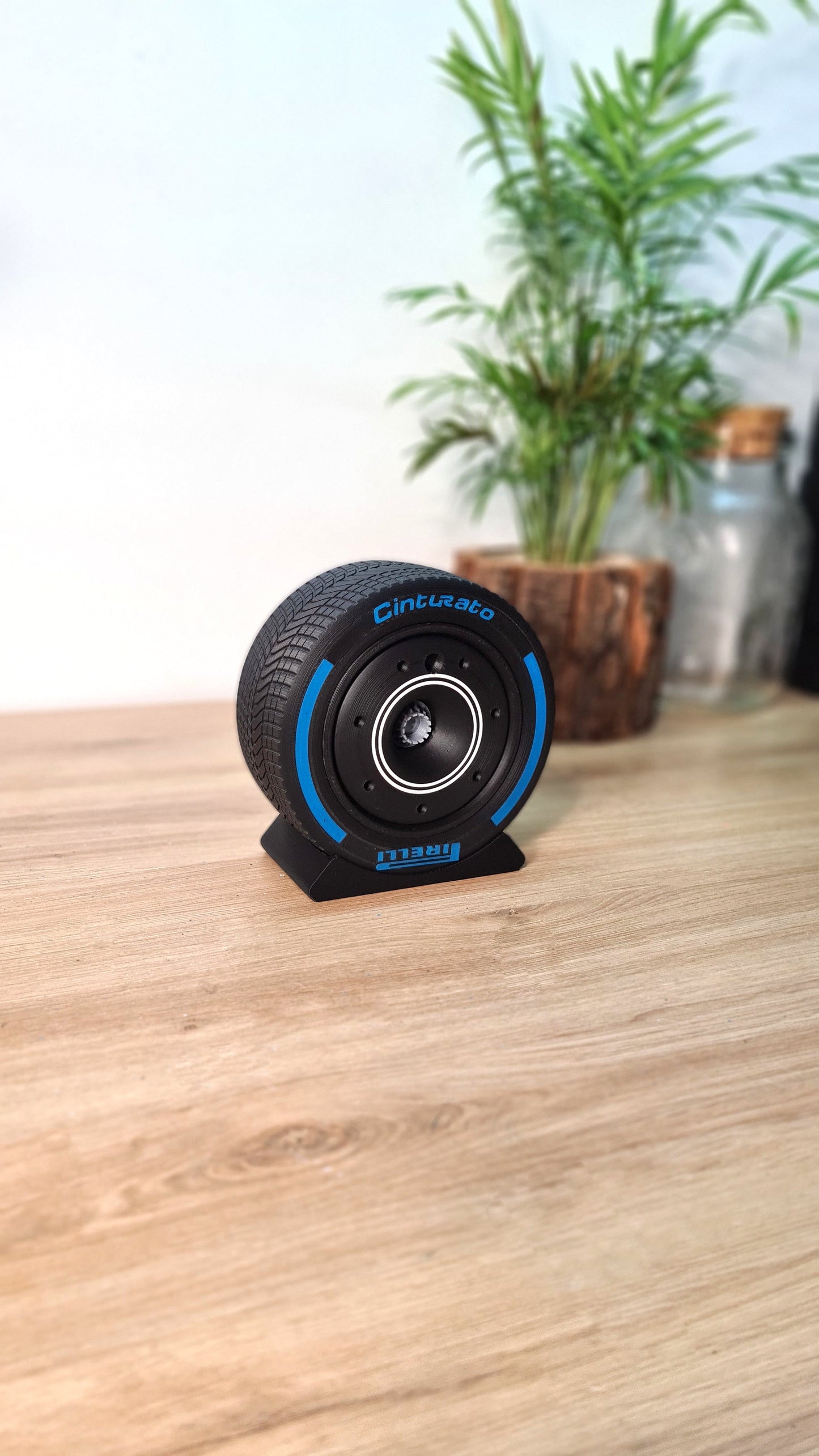 Pirelli F1 Cinturato blue wet tire Bluetooth speaker, perfect F1 fan gift.