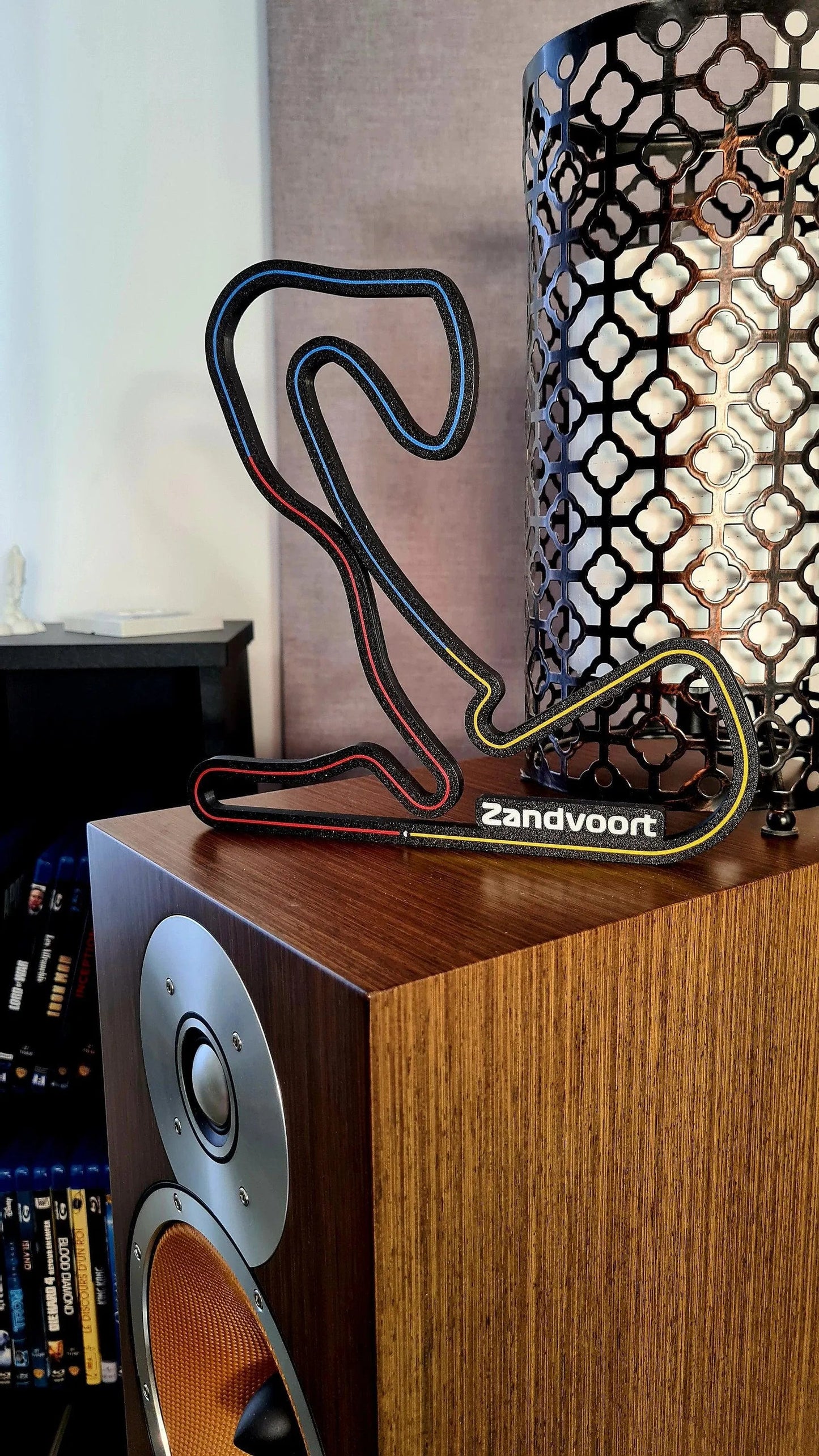 Zandvoort F1 Circuit 3D track replica with red, blue, yellow lines, unique fan gift.