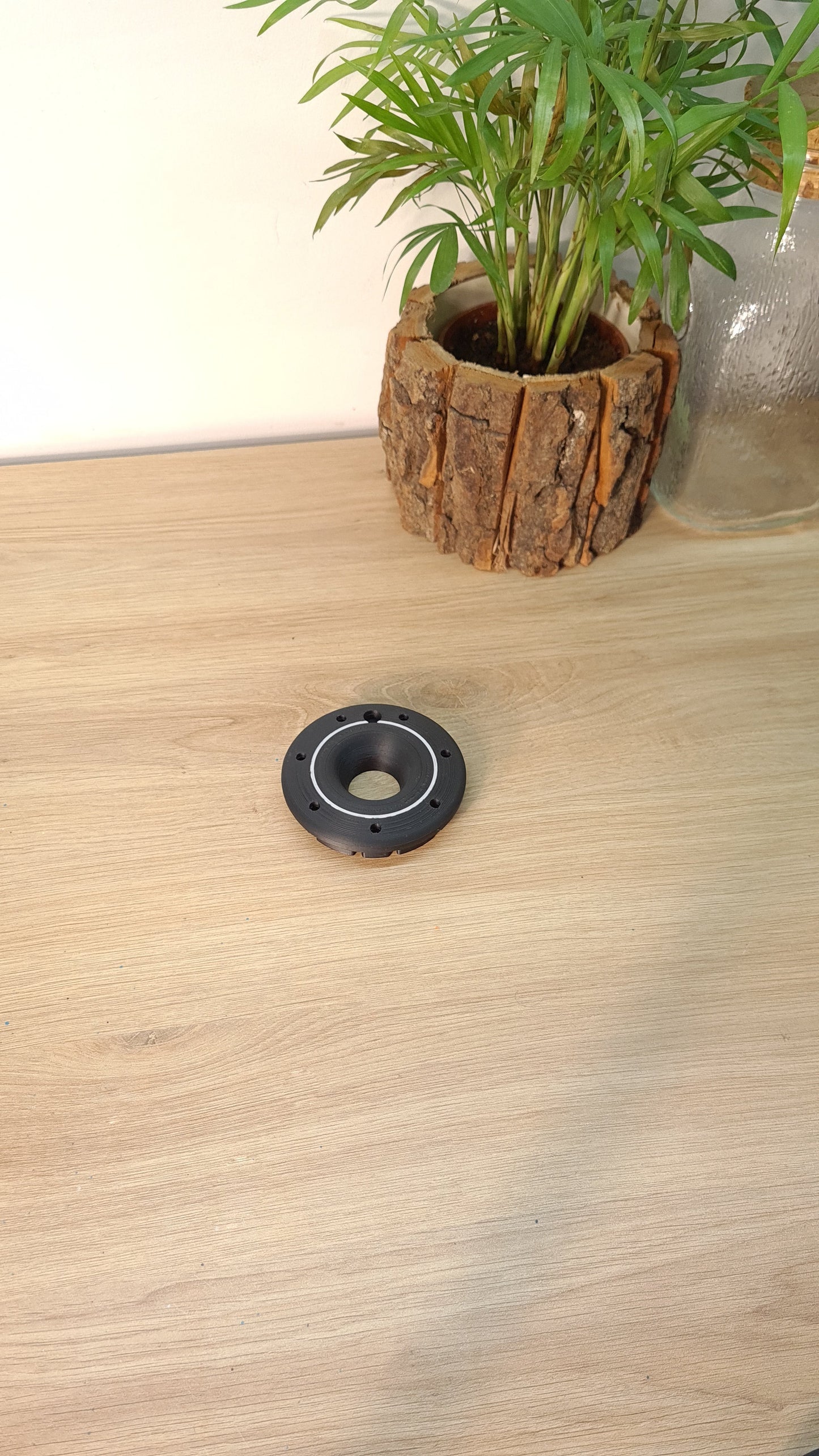 Black 3D printed F1 Pirelli tire replica with white compound marking, ideal F1 fan gift.