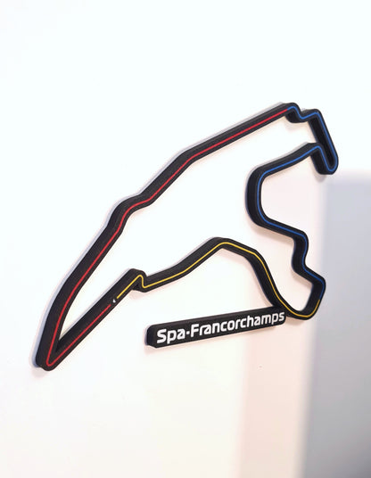 Spa-Francorchamps F1 circuit 3D wall art, perfect motorsport fan gift.
