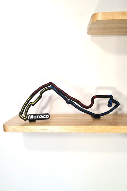 Monaco Formula 1 circuit 3D printed track display with multi-colored lines, F1 fan gift