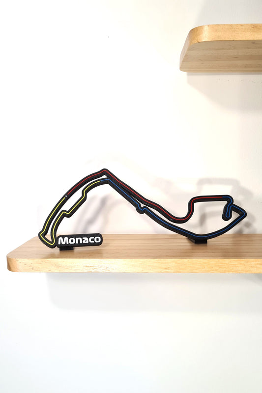 Monaco Formula 1 circuit 3D printed track display with multi-colored lines, F1 fan gift