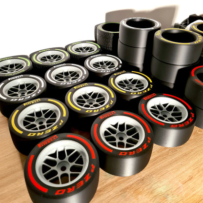 F1 Tyre and Rim Replica - Soft - Medium - Hard - Inter - Wet - 125mm - 5"