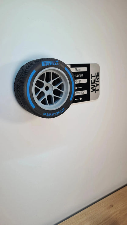 F1 Tyre and Rim Replica WITH specs panel - Wet - MyLoveForCars