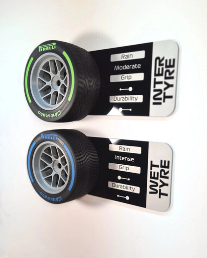 F1 Tyre and Rim Replica WITH specs panel - Wet - MyLoveForCars