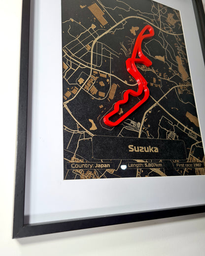 Suzuka Framed Grand Prix track with laser map