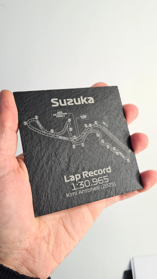 Dessous de verre en verre du circuit de Formule 1 de Suzuka - 10x10cm