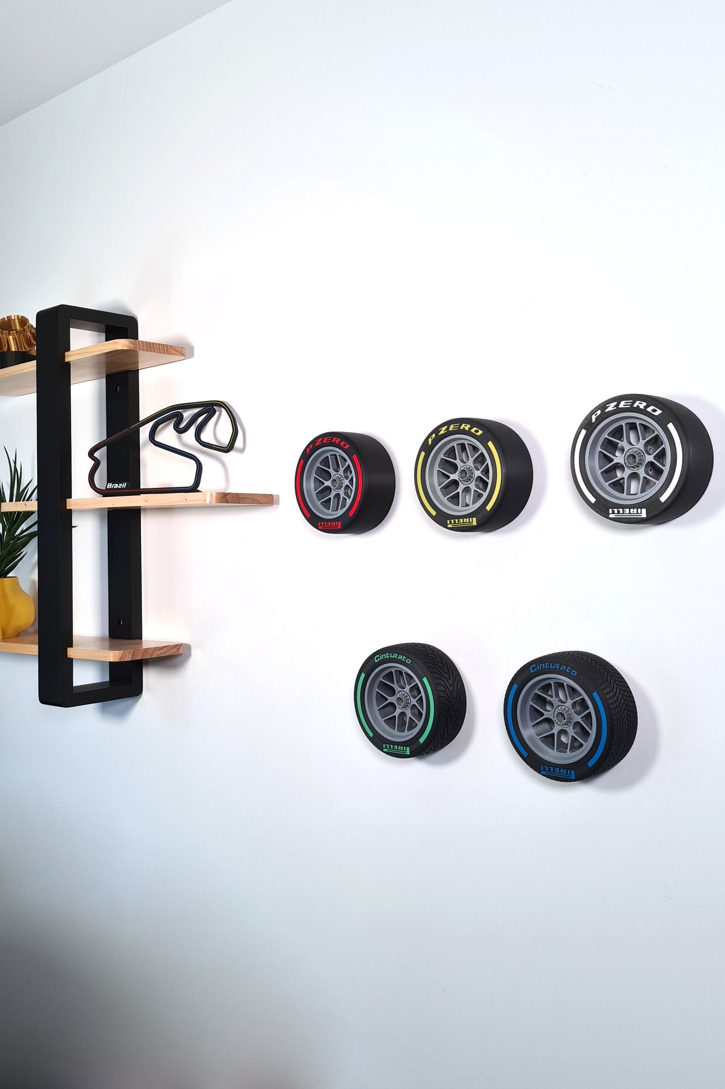 COMPLETE SET - F1 Tyre and Rim Replica - 🔴🟡⚪🟢🔵 - 125mm - 5"