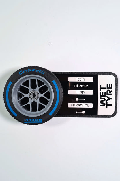 F1 Tyre and Rim Replica WITH specs panel - Wet