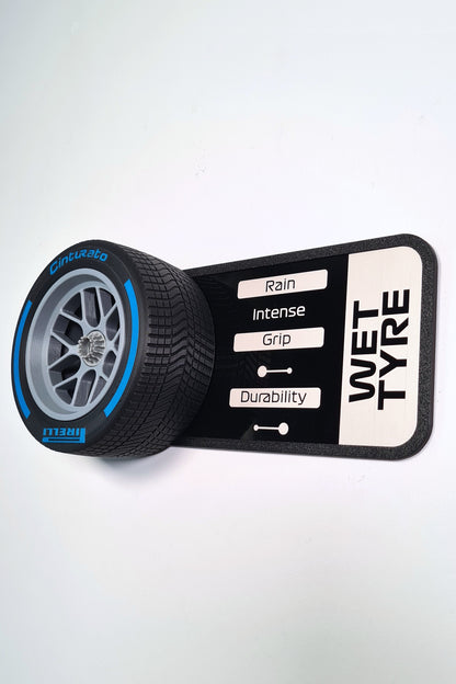 F1 Tyre and Rim Replica WITH specs panel - Wet