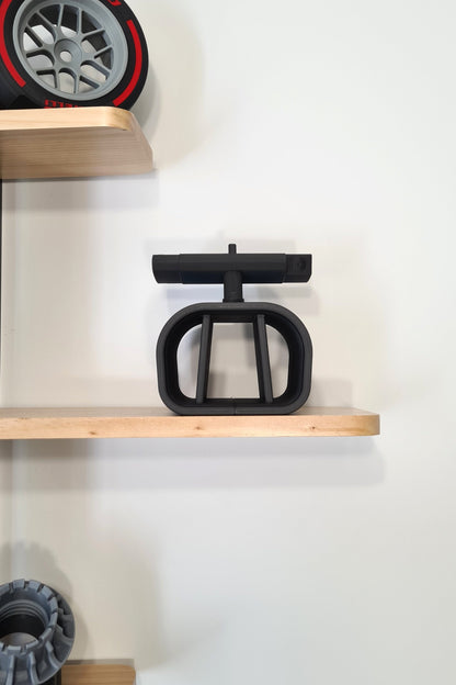 Black 3D printed F1 aerodynamic car part model, unique Formula 1 fan gift.