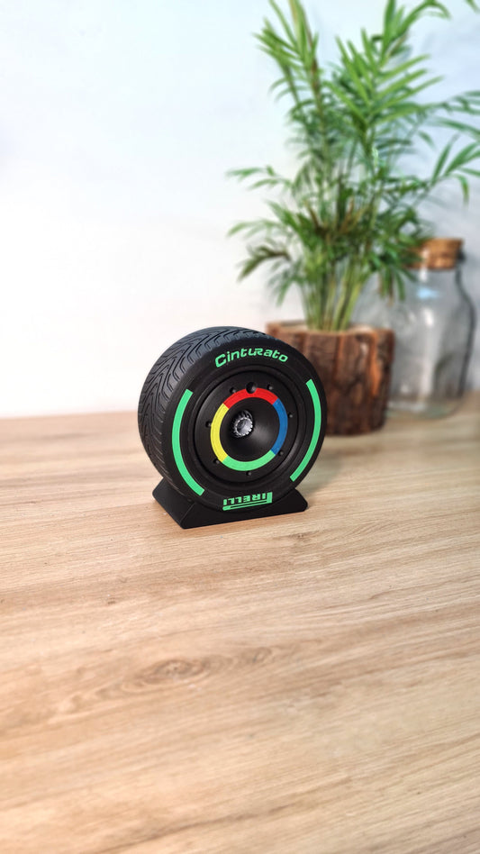 Pirelli Cinturato F1 tire Bluetooth speaker with multi-color compound lights, unique Formula 1 fan gift