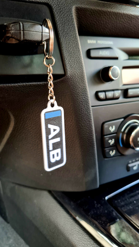 3D printed Alex Albon ALB F1 driver initial keychain, perfect Formula 1 fan gift