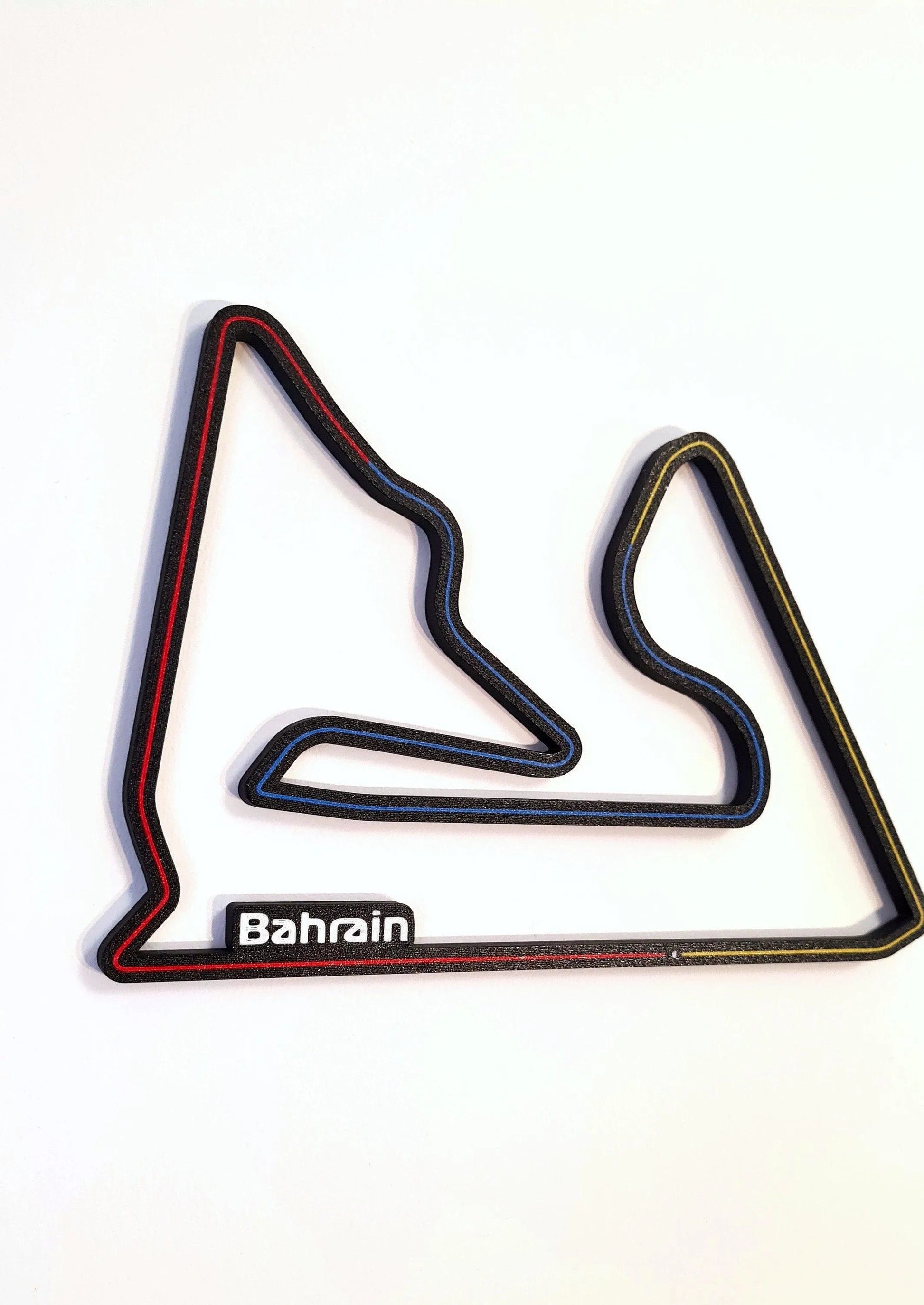 Bahrain Formula 1 circuit 3D track replica wall art, ideal F1 fan gift.