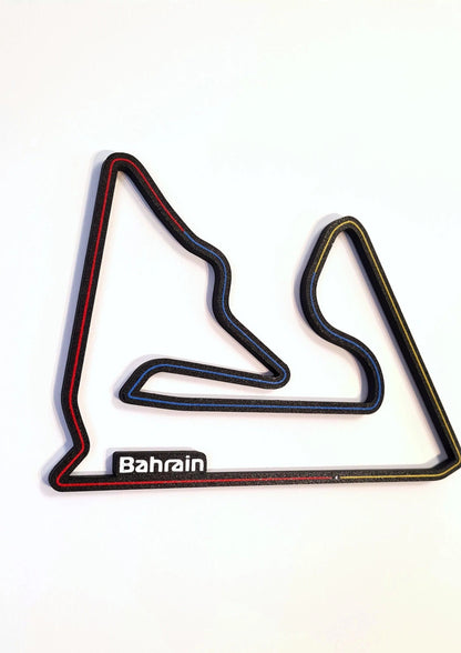 Bahrain Formula 1 circuit 3D track replica wall art, ideal F1 fan gift.