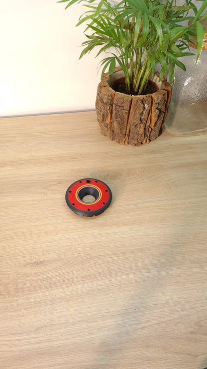 Red and yellow Pirelli F1 soft tire replica desk decor, Formula 1 fan gift