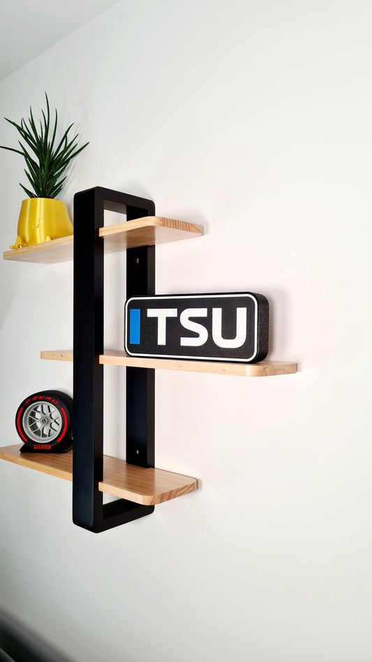 "TSU" F1 driver initials display sign and Pirelli P Zero red slick F1 tire replica, F1 fan decor gift.