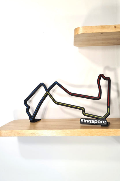 Singapore F1 circuit 3D track model with multi-color lines, Formula 1 decor.