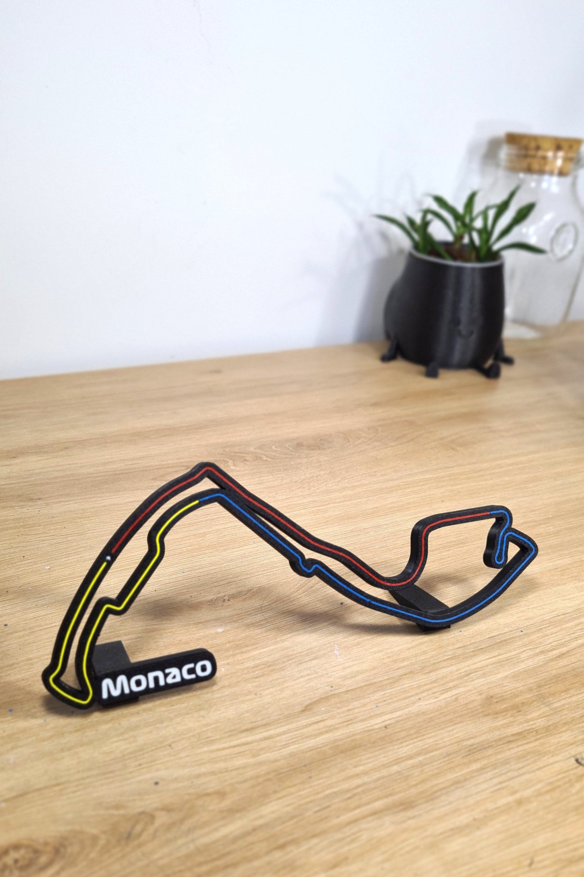 Monaco Formula 1 circuit 3D printed track model with red, blue, yellow lines, perfect F1 fan gift
