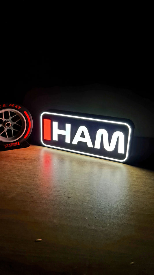 Gepersonaliseerde Ferrari Lewis Hamilton F1 Led Light Box met F1 3-letternamen