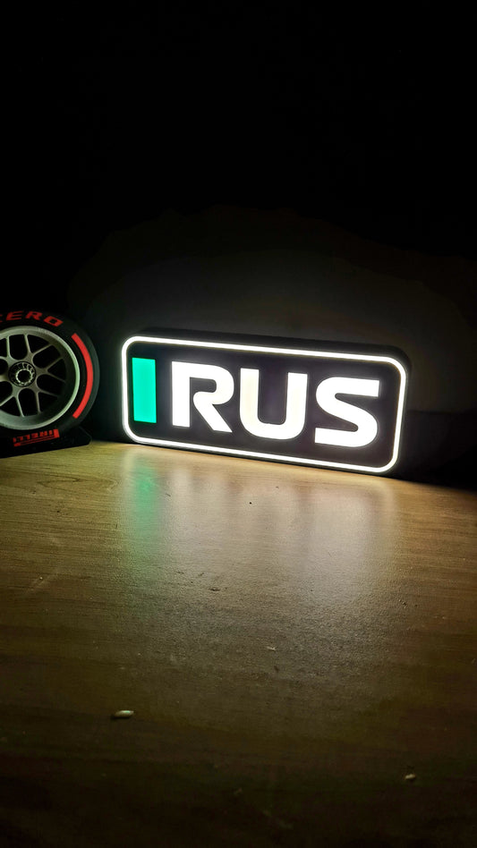 Gepersonaliseerde Mercedes Georges Russell F1 Led Light Box met F1 3-letternamen