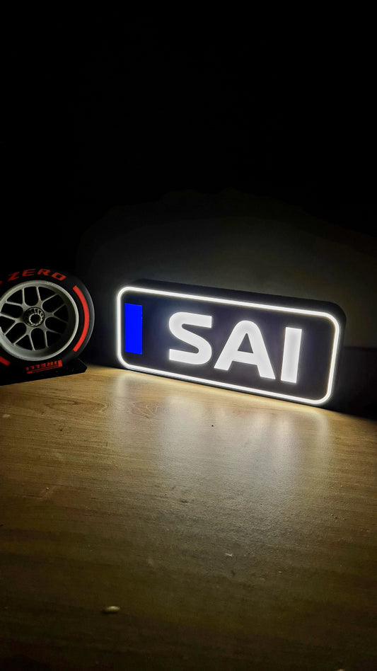 Boîte à lumière LED Williams Carlos Sainz F1 personnalisée avec noms F1 à 3 lettres ou personnalisés