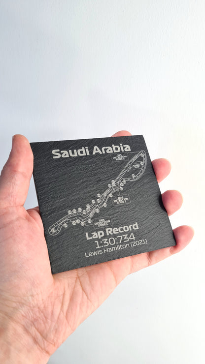 Saudi-Arabië Formule 1 baan glazen onderzetters - 10x10cm