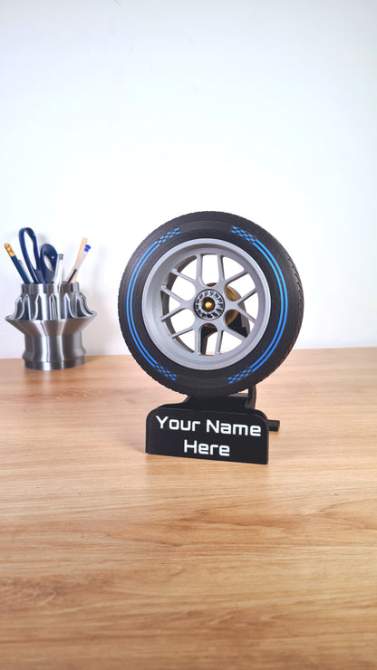 Customizable F1 WET Tyre - Wheel Replica — Blue Edition 2026