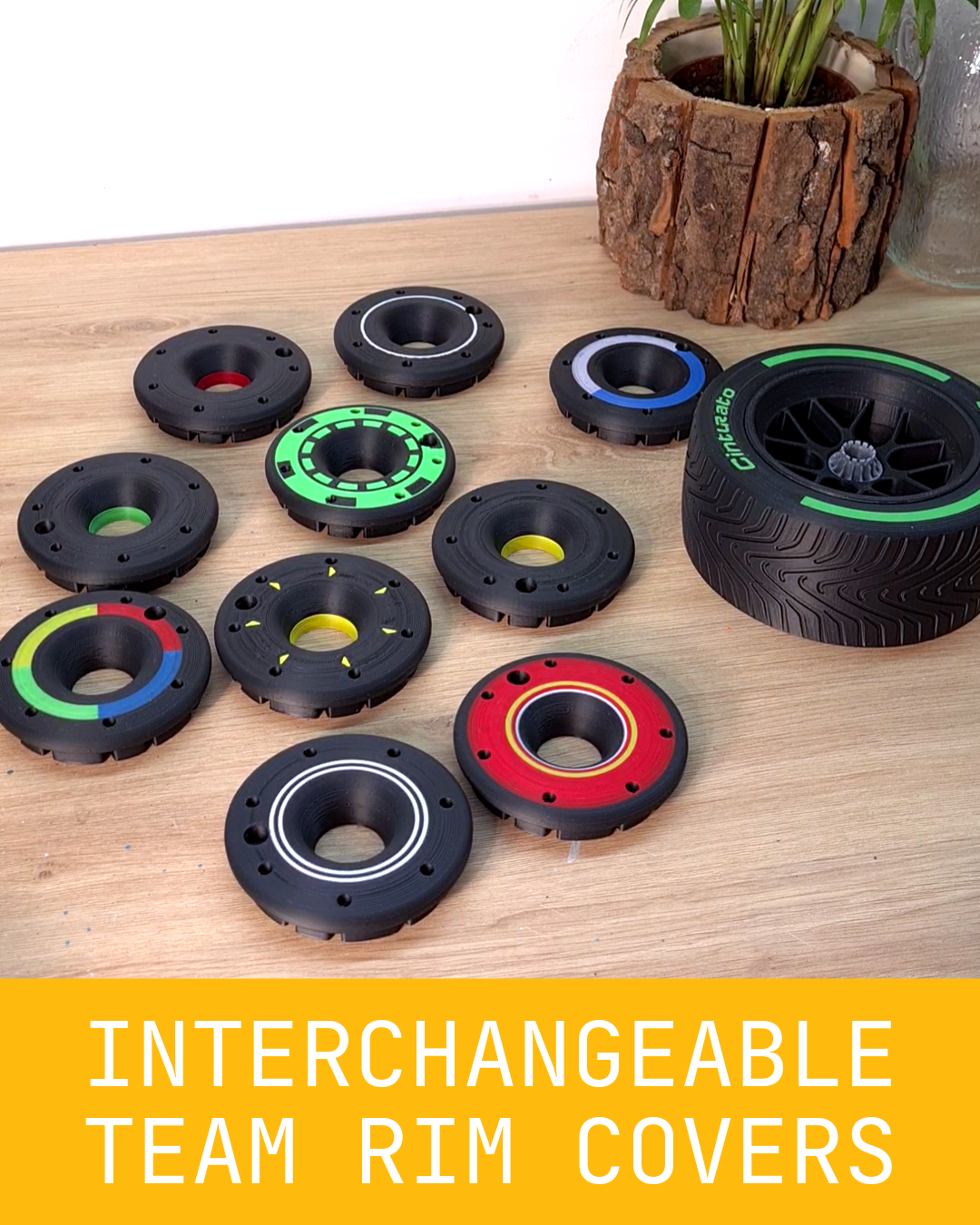 Customizable Stake Sauber F1 Tyre, Rim Cover and Nut - 5 VERSIONS