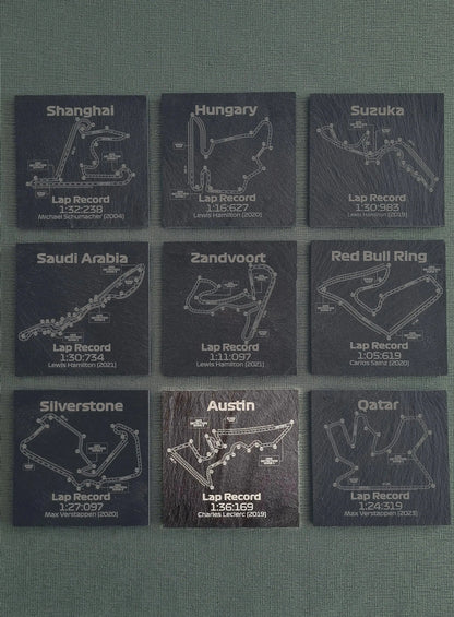 Austin Formula 1 track glass coasters - 10x10cm - MyLoveForCars