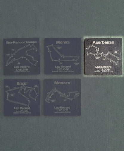 Azerbaijan Formula 1 track glass coasters - 10x10cm - MyLoveForCars