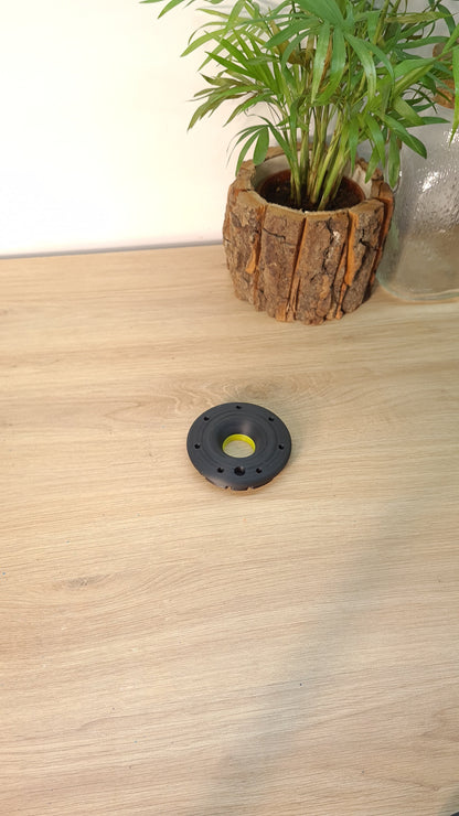 Black F1 Pirelli yellow soft compound wheel nut replica display, unique F1 fan gift.
