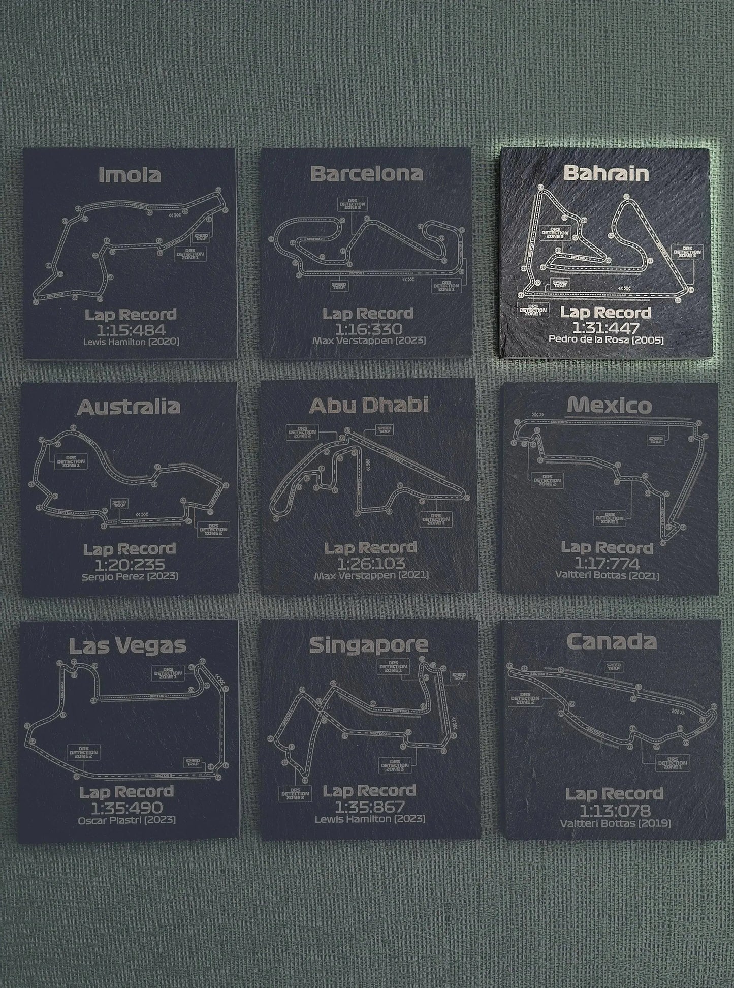 Bahrain Formula 1 track glass coasters - 10x10cm - MyLoveForCars