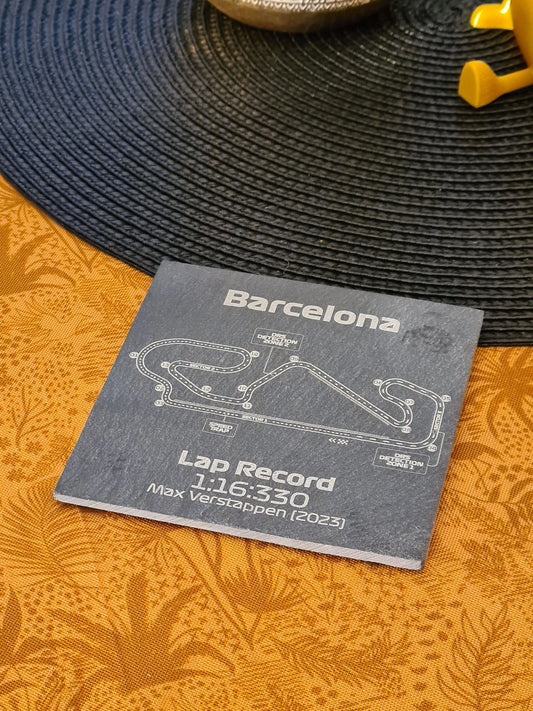 Barcelona Formula 1 track glass coasters - 10x10cm - MyLoveForCars